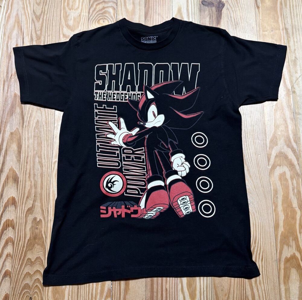 SEGA Men's Shadow the Hedgehog Sonic Black Graphic Crew Neck T-Shirt Size M